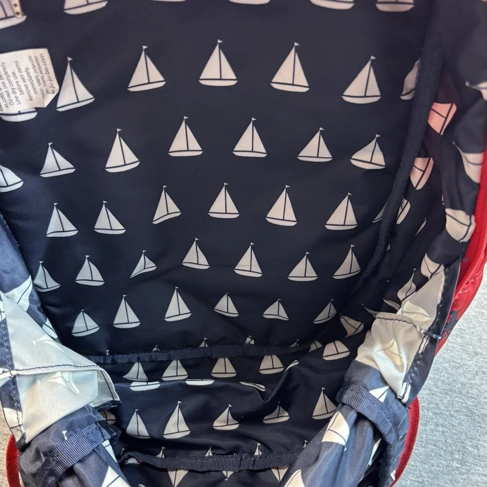 JuJuBe MiniBe Backpack Cape Cod Nautical Lobsters & Sailboats Diaper Bag Red